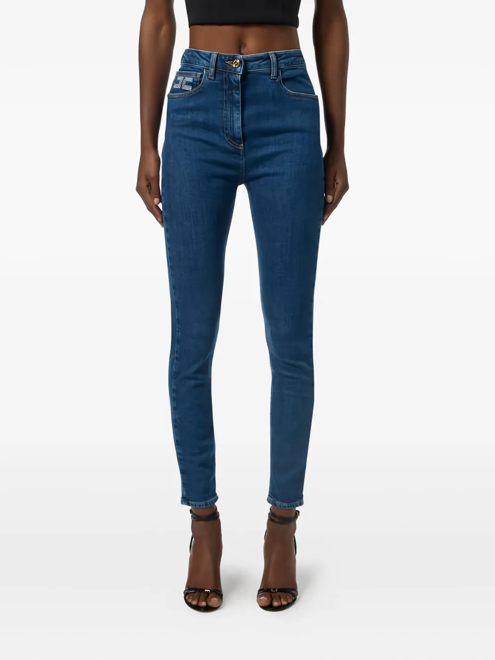 Elisabetta Franchi Jeans met logoknoop Blauw