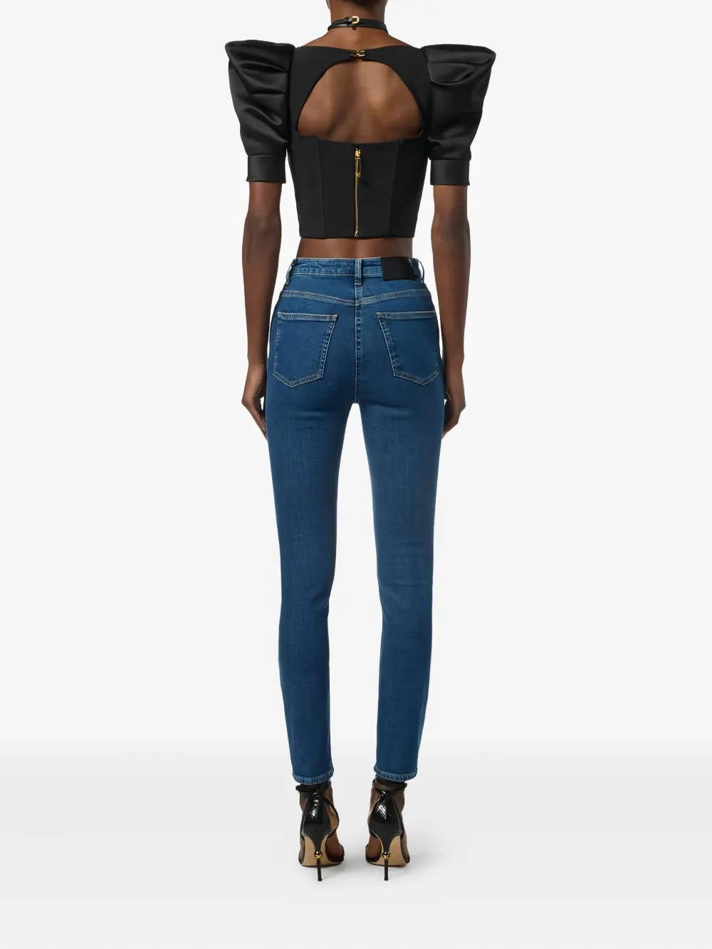 Elisabetta Franchi Jeans met logoknoop Blauw