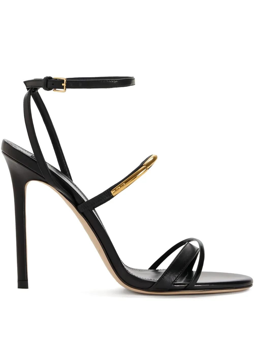 Elisabetta Franchi 105mm leather stiletto sandals Zwart