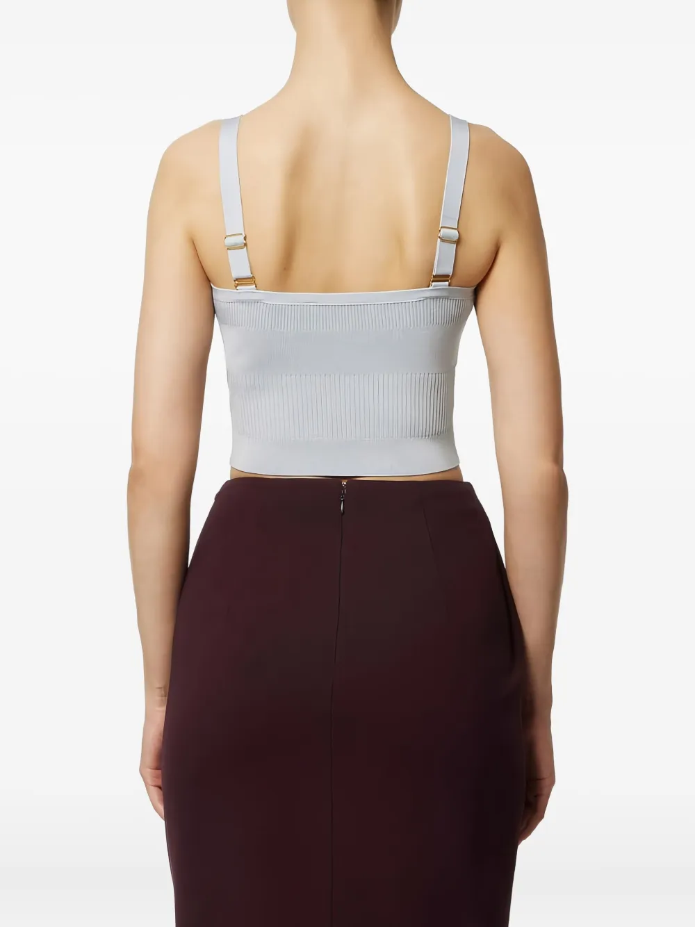 Elisabetta Franchi Sweetheart top met logodetail Grijs