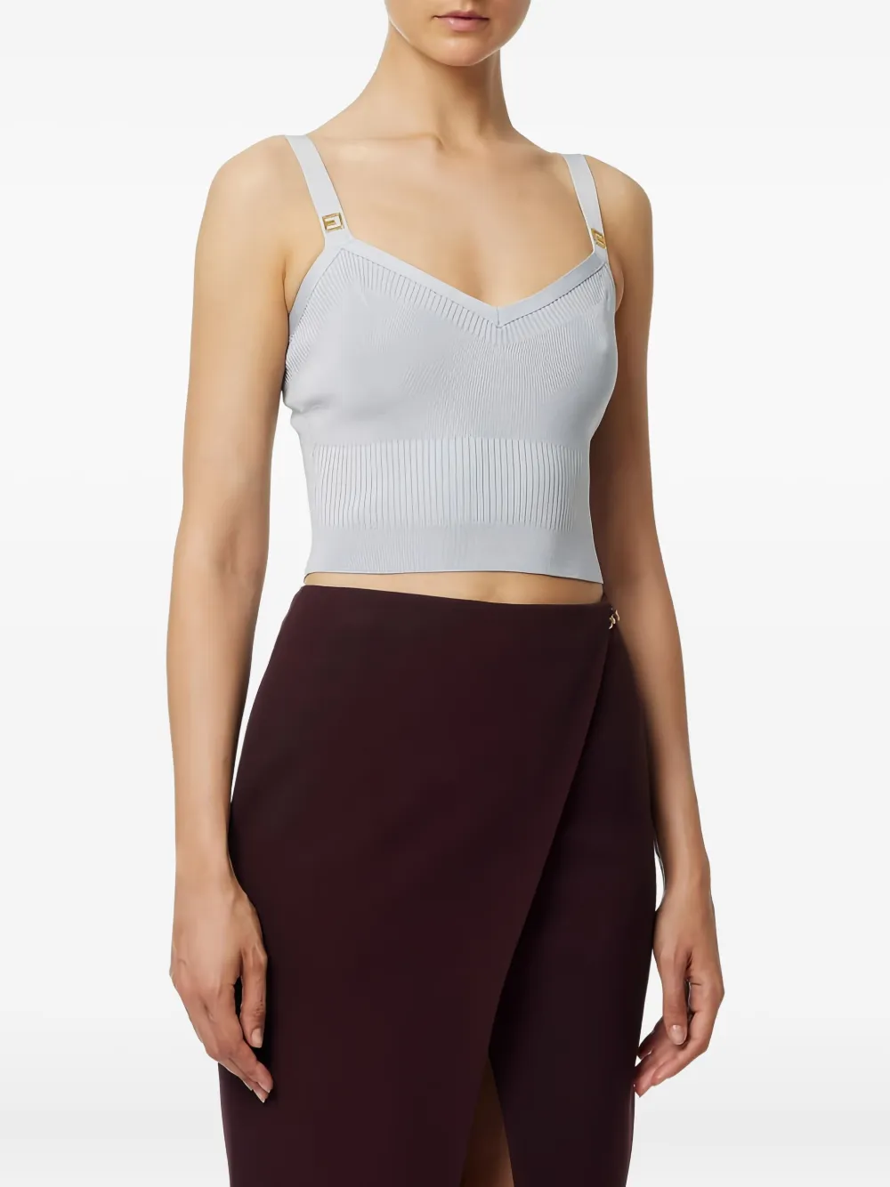 Elisabetta Franchi Sweetheart top met logodetail Grijs