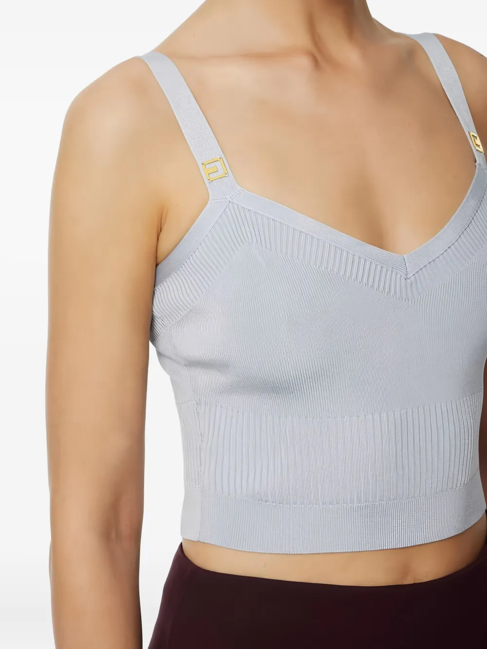 Elisabetta Franchi Sweetheart top met logodetail Grijs