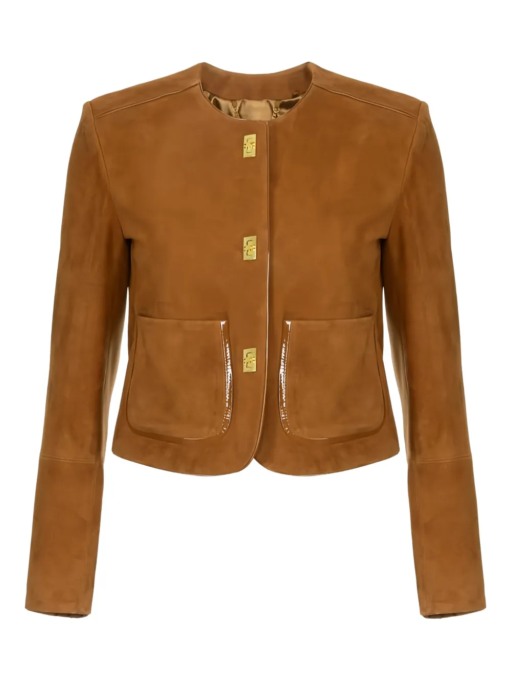Elisabetta Franchi patch-pocket turn-lock jacket | Brown | Image 1