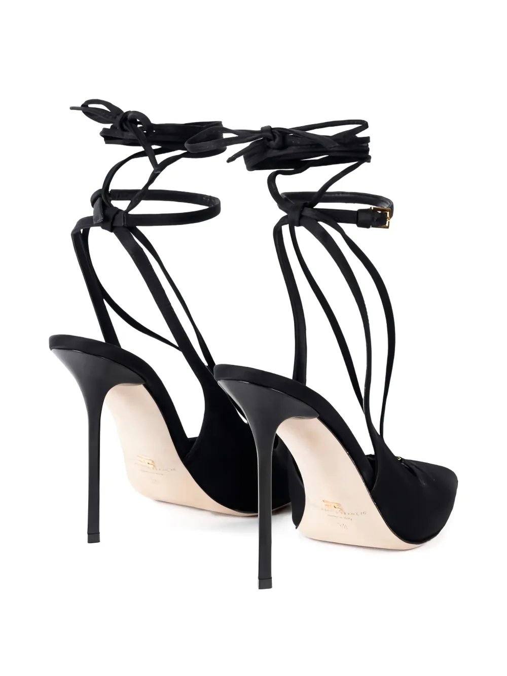 Elisabetta Franchi Leren sandalen Zwart
