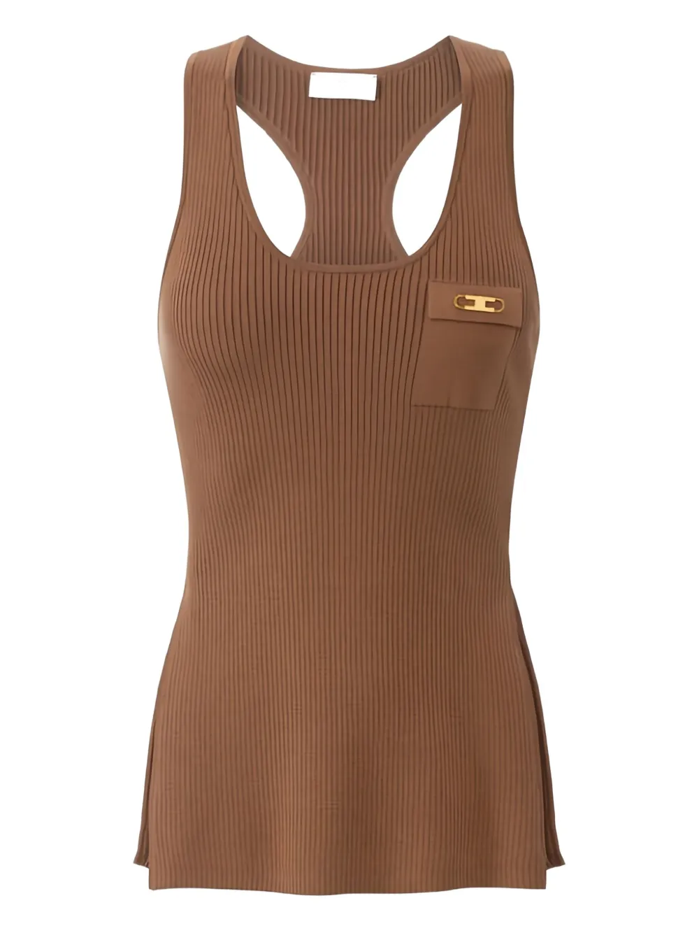 Elisabetta Franchi リブ タンクトップ - ブラウン Elisabetta Franchi リブ タンクトップ - ブラウン