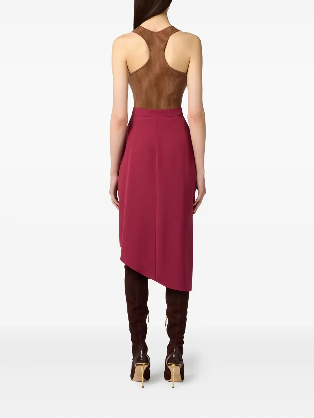 Elisabetta Franchi Geribbelde tanktop met borstzak Bruin