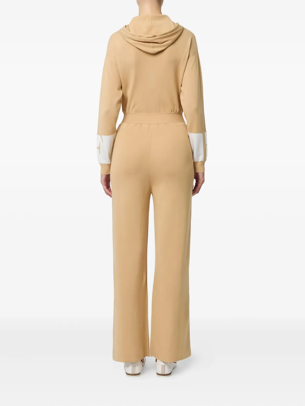 Elisabetta Franchi Hooded Logo Jumpsuit In Nude