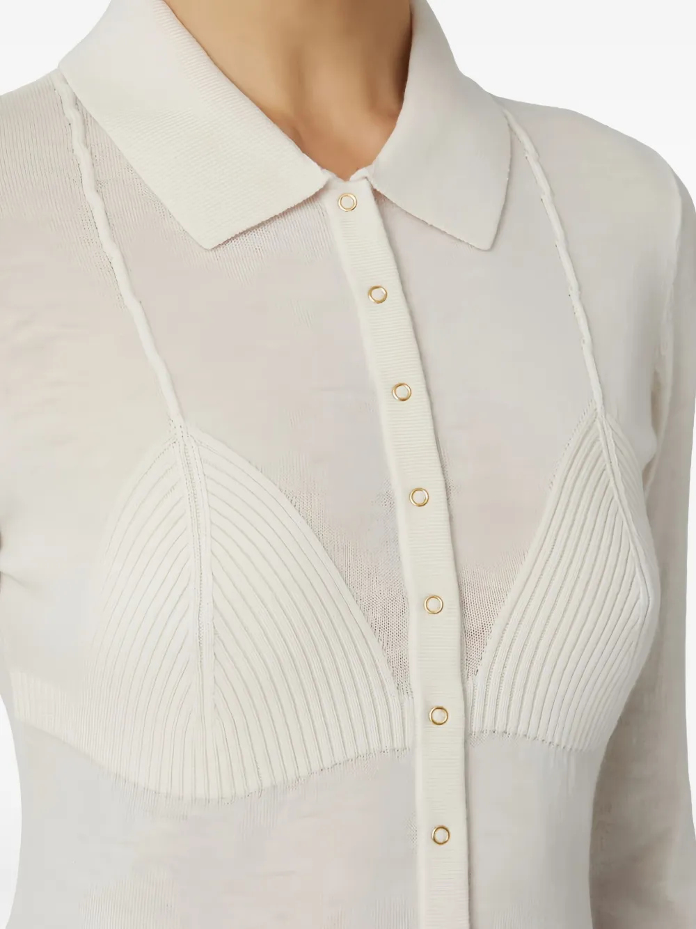 Elisabetta Franchi Geribbeld vest met shirtkraag Wit