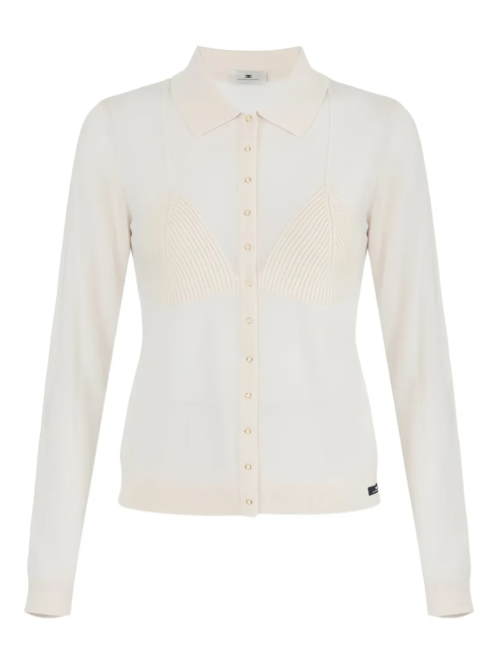 Elisabetta Franchi shirt-collar ribbed cardigan - Weiß