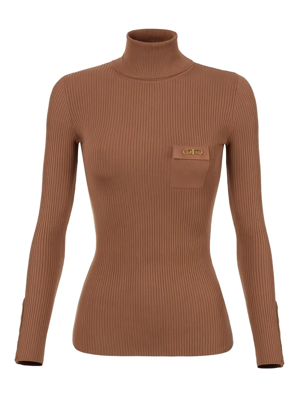 Elisabetta Franchi ribbed breast-pocket sweater - Marrone
