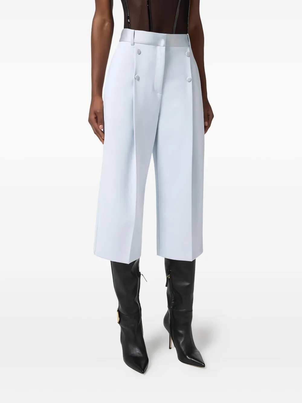 Elisabetta Franchi Button Waistband Trousers In Blue