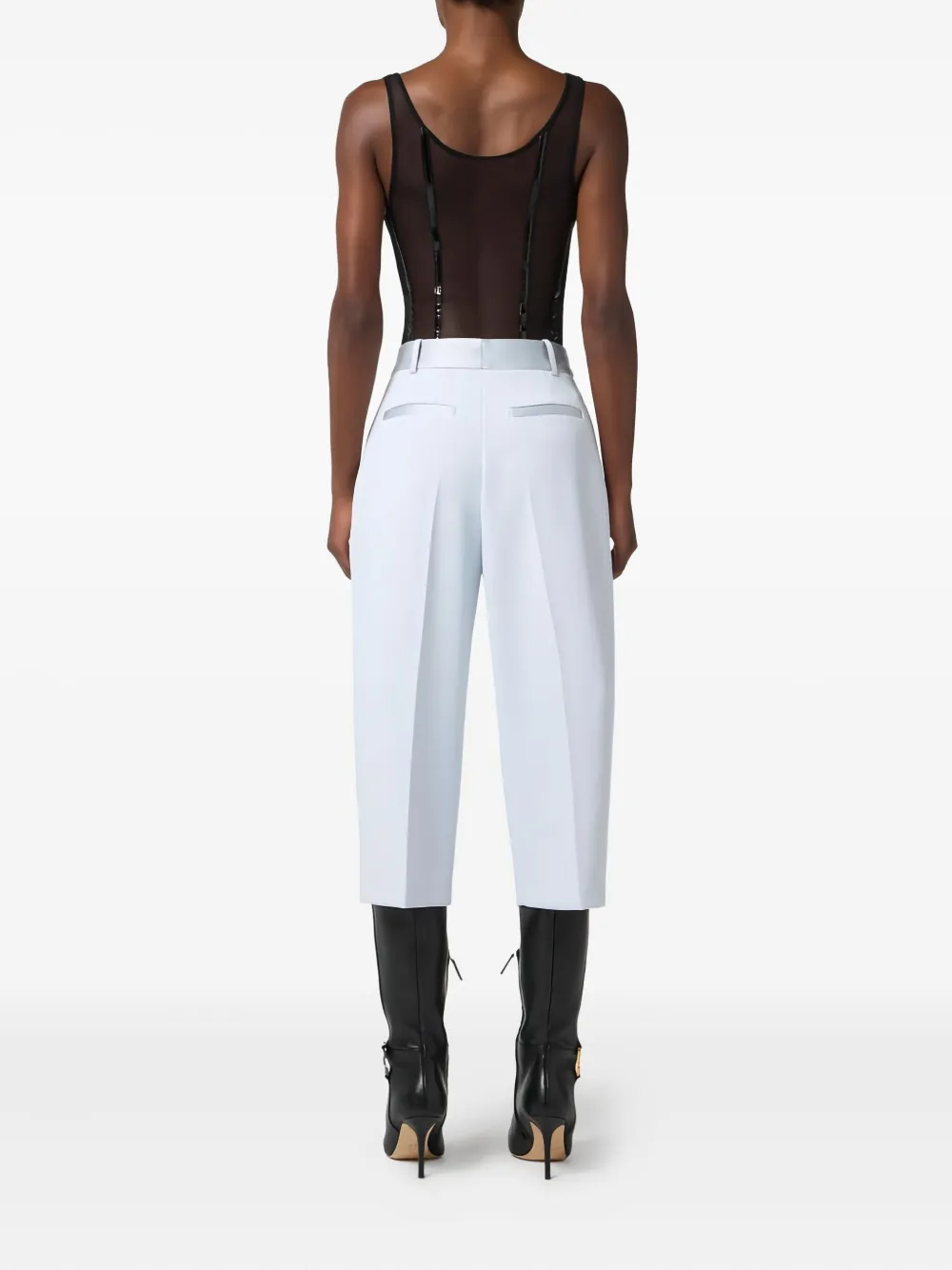 Elisabetta Franchi Button Waistband Trousers In Blue