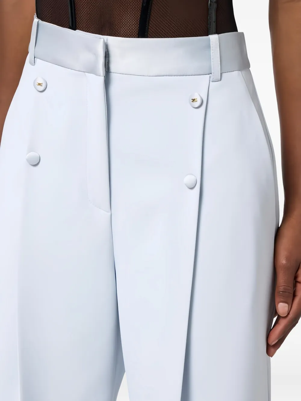 Elisabetta Franchi Button Waistband Trousers In Blue