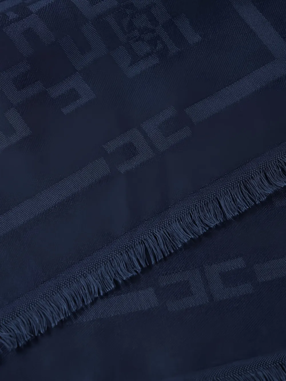 Elisabetta Franchi logo-pattern frayed-edges scarf - Blauw