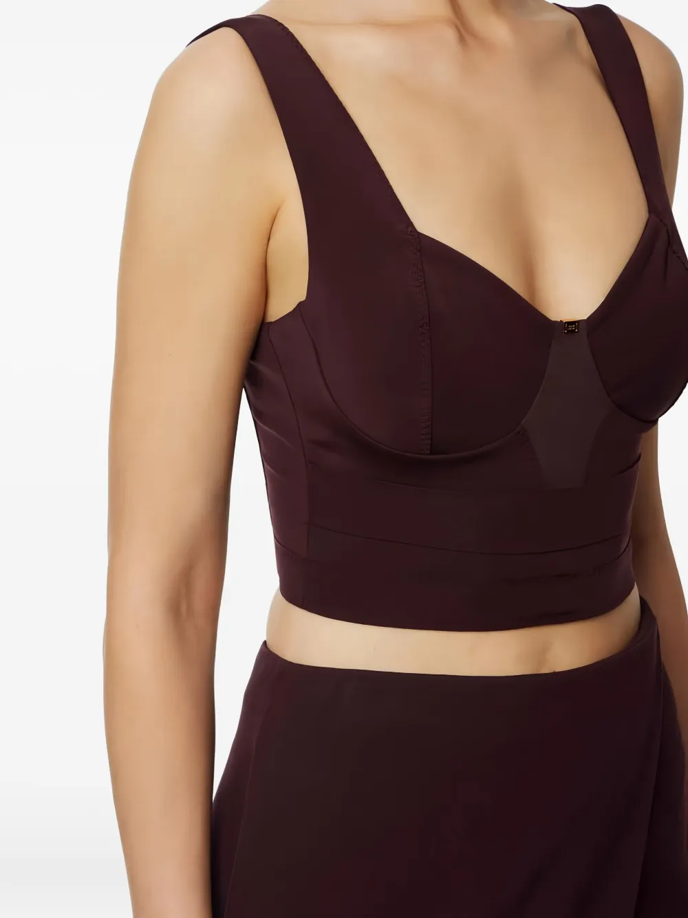 Elisabetta Franchi Tulen top met stiksel Beige