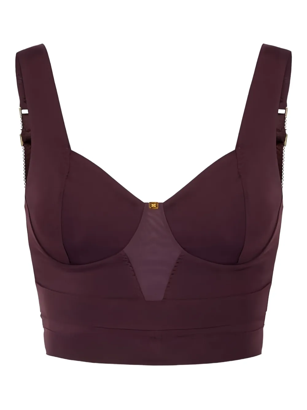 Elisabetta Franchi topstitching tulle top | Neutrals | Image 1