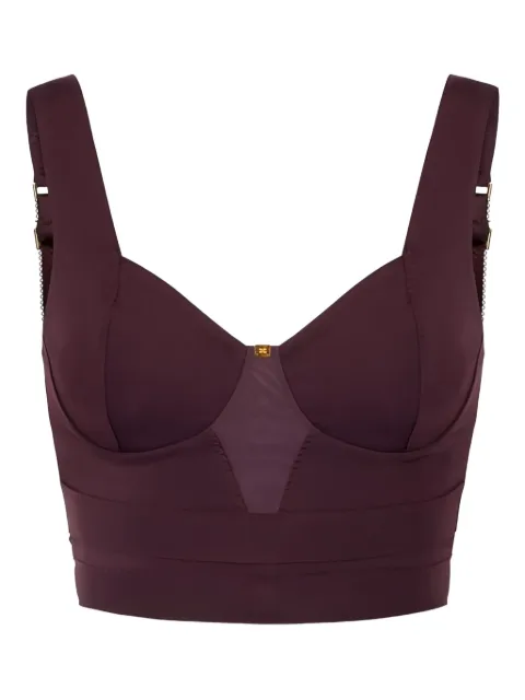 Elisabetta Franchi topstitching tulle top