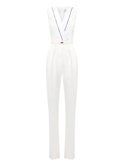 Elisabetta Franchi pleated logo piping jumpsuit