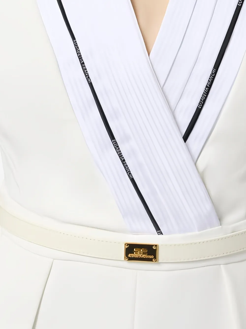 Elisabetta Franchi Geplooide jumpsuit met logo afwerking Wit