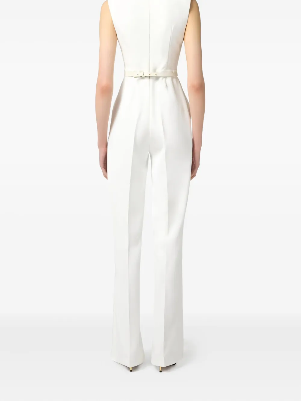 Elisabetta Franchi Geplooide jumpsuit met logo afwerking Wit