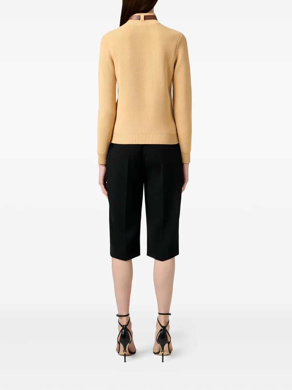 Elisabetta Franchi Trui met juwelen bandje Beige