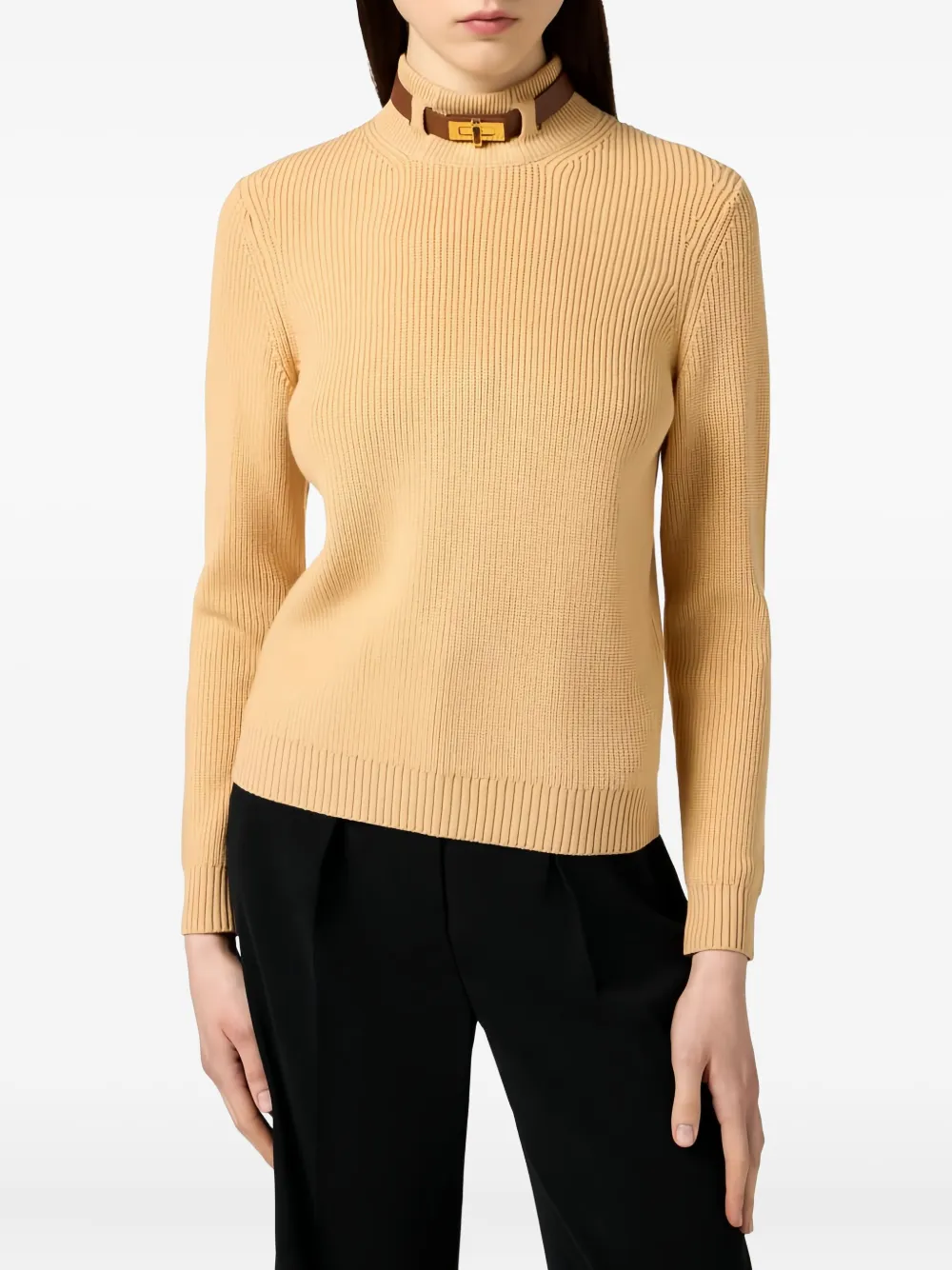 Elisabetta Franchi Trui met juwelen bandje Beige