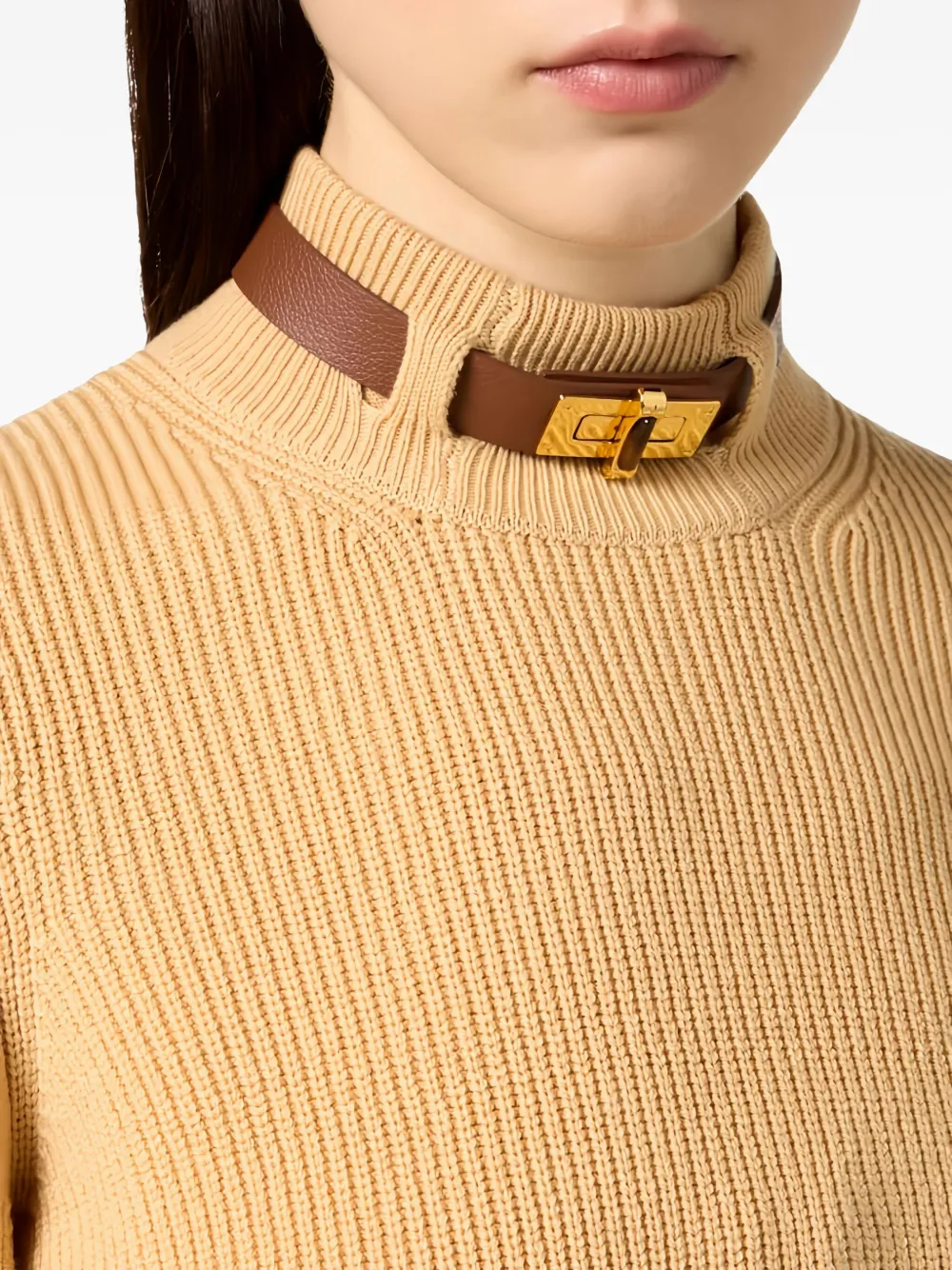 Elisabetta Franchi Trui met juwelen bandje Beige