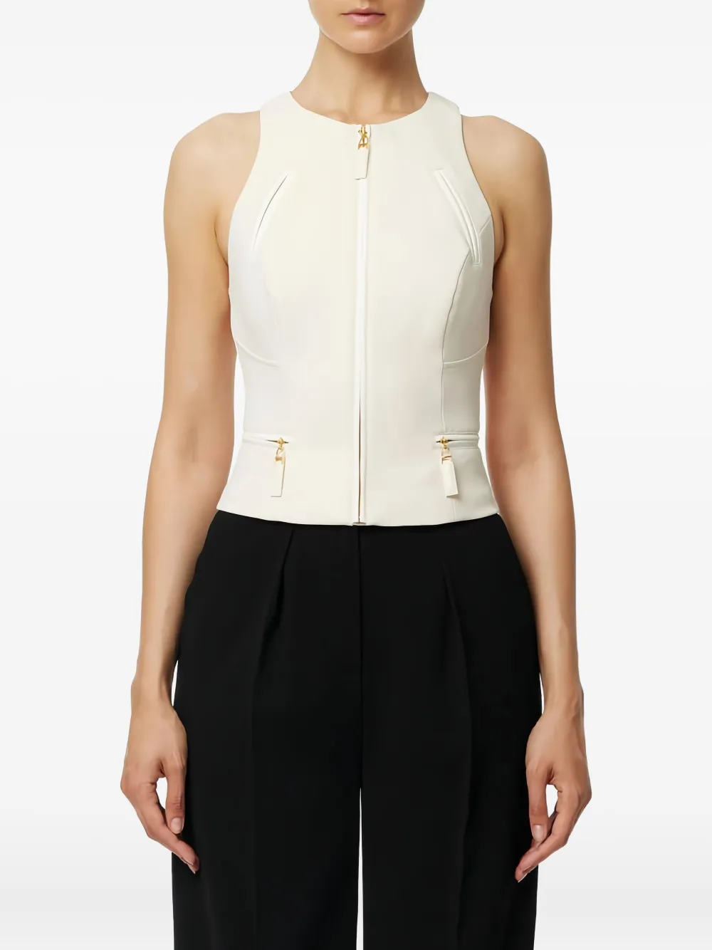 Elisabetta Franchi Double-layer Zip-up Top In Multi