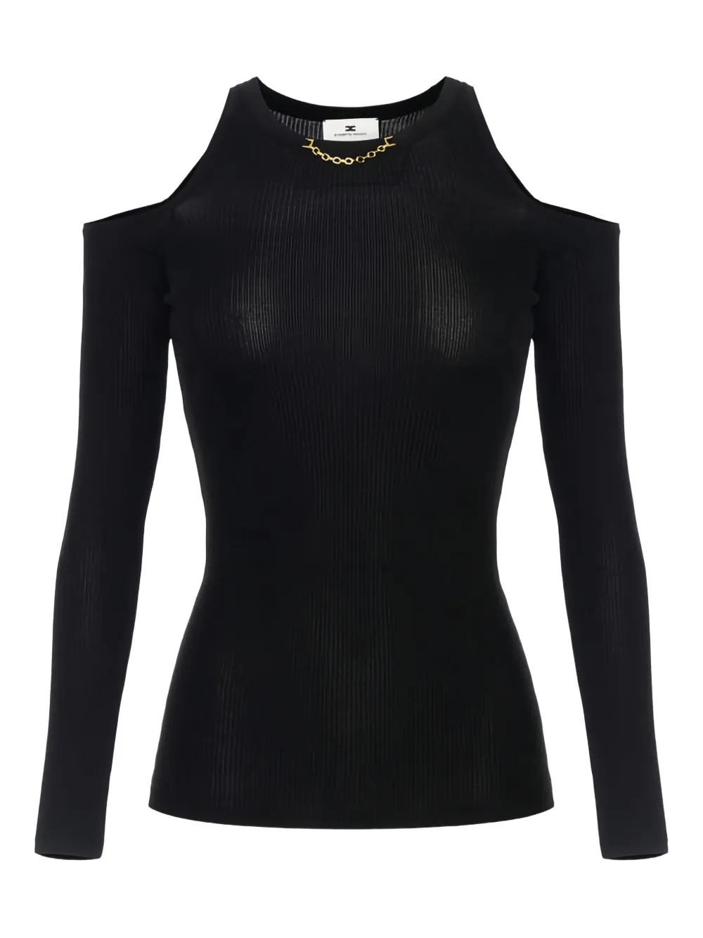 Elisabetta Franchi オープンショルダー Tシャツ - ブラック Elisabetta Franchi オープンショルダー Tシャツ - ブラック
