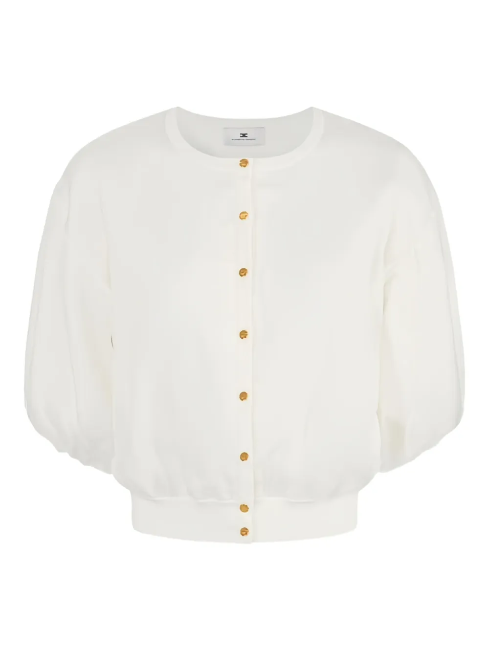 Elisabetta Franchi Puffed-sleeve Cardigan In White