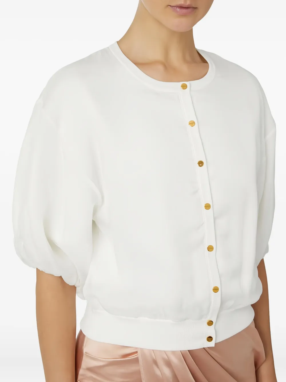 Elisabetta Franchi Puffed-sleeve Cardigan In White