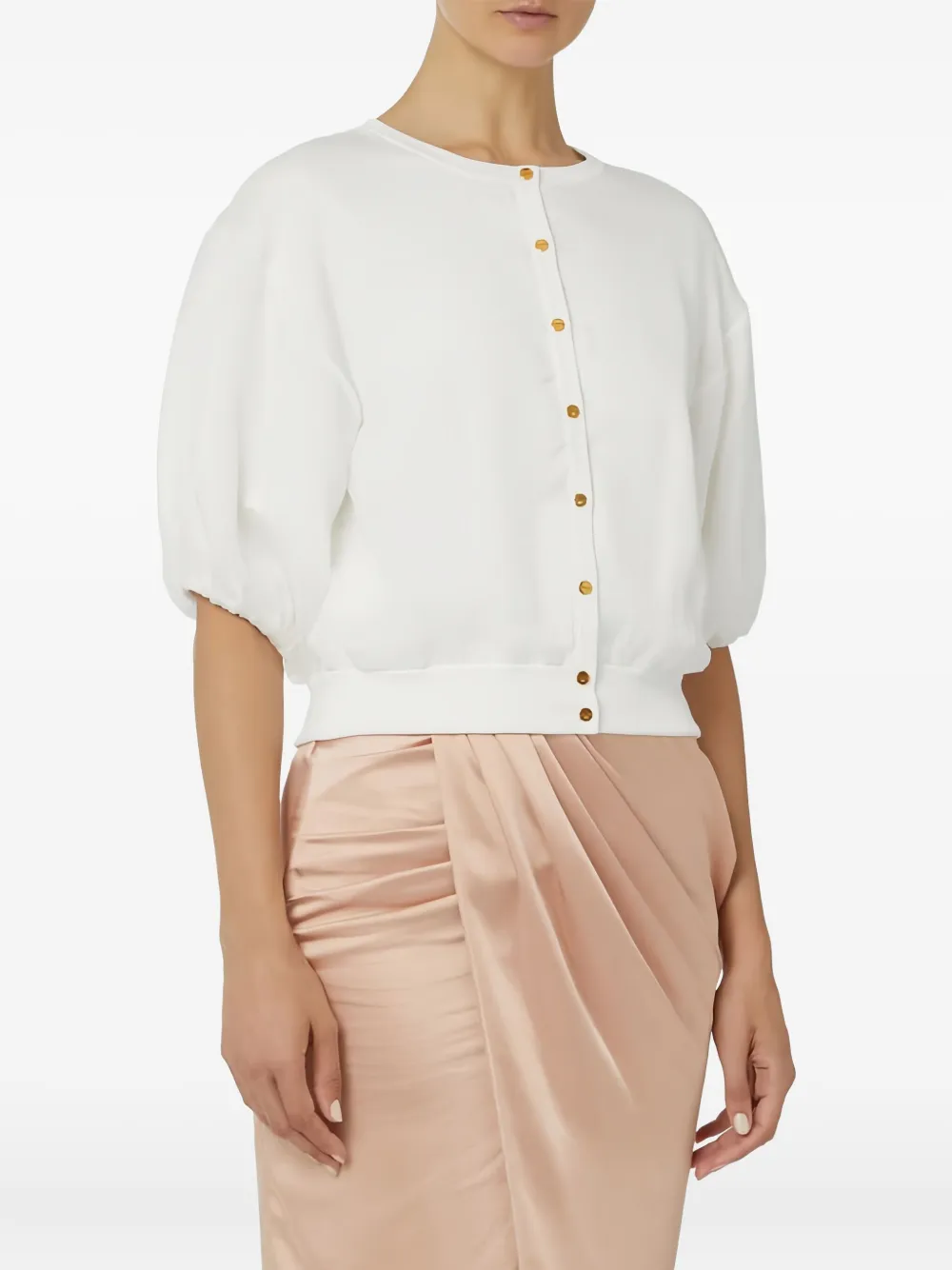 Elisabetta Franchi Vest met pofmouwen Wit