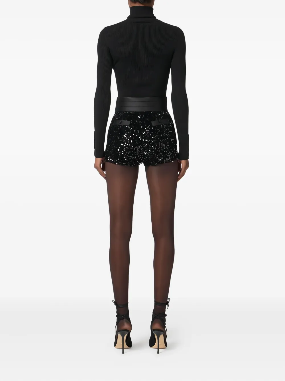 Elisabetta Franchi Sequin Texture Shorts In Multi