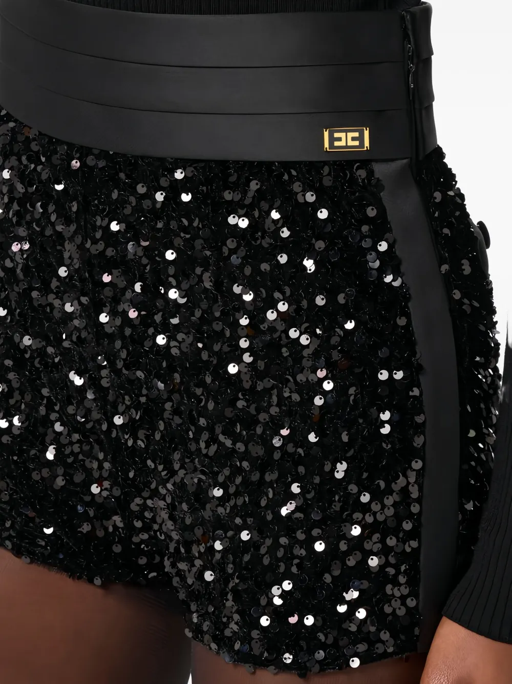 Elisabetta Franchi Sequin Texture Shorts In Multi