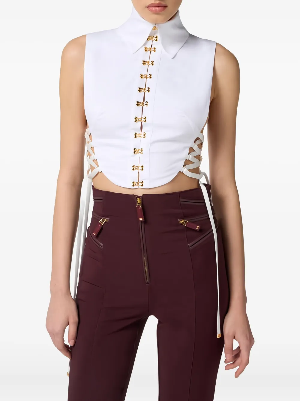 Elisabetta Franchi Blouse met gekruiste bandjes Wit