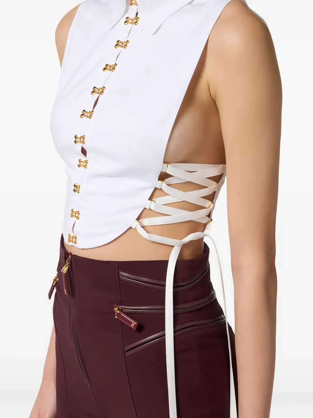 Elisabetta Franchi Blouse met gekruiste bandjes Wit