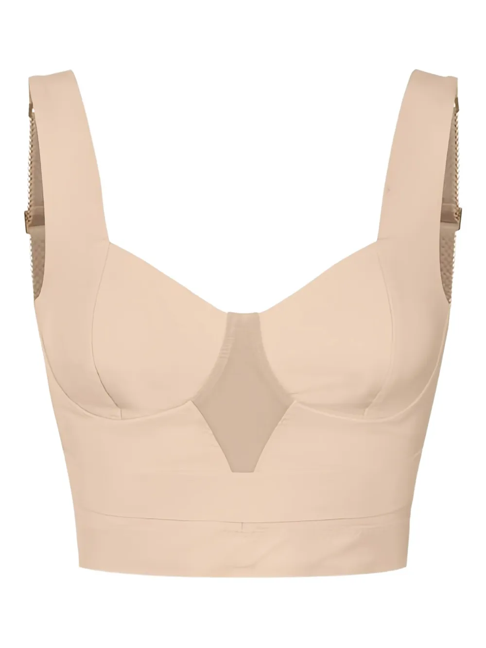Elisabetta Franchi Zigzag Topstitching Top In Neutral
