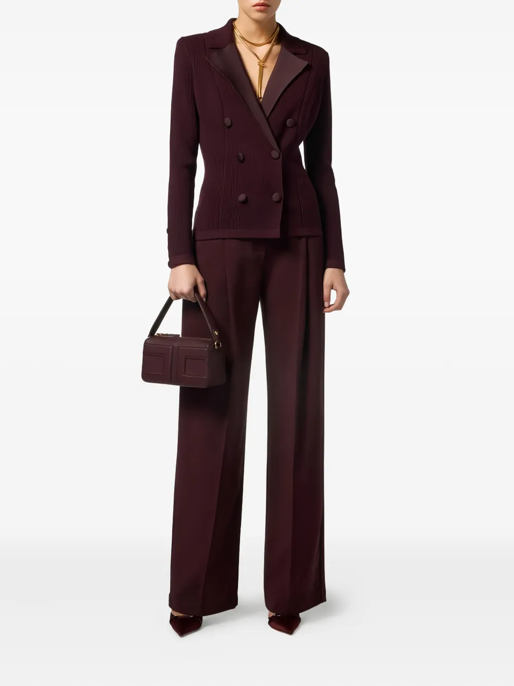 Elisabetta Franchi double-breasted ribbed-knit blazer | Blazers | Image 2