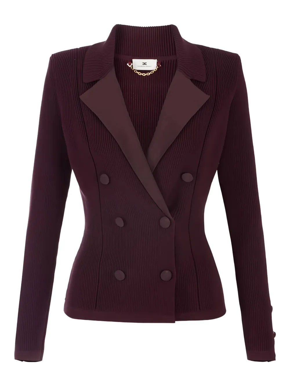 Elisabetta Franchi double-breasted ribbed-knit blazer | Red | Image 1