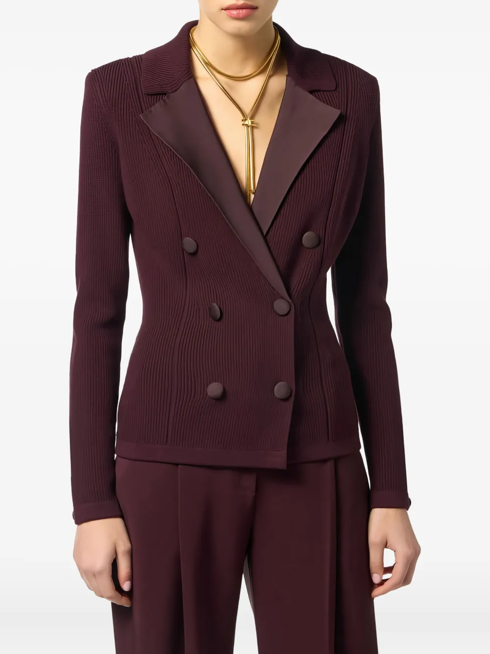 Elisabetta Franchi Blazer met dubbele rij knopen Rood