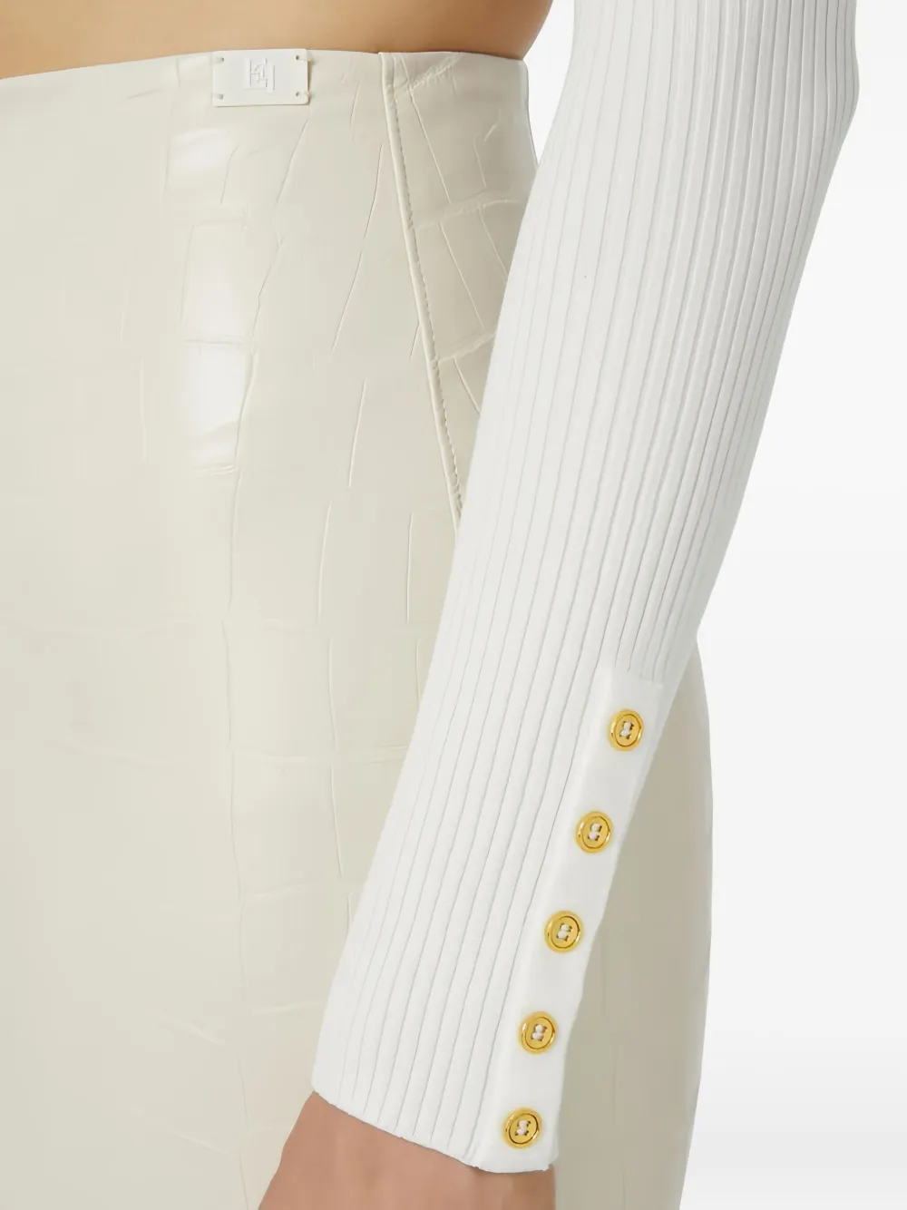 Elisabetta Franchi Ribbed Buttoned Sweater In White