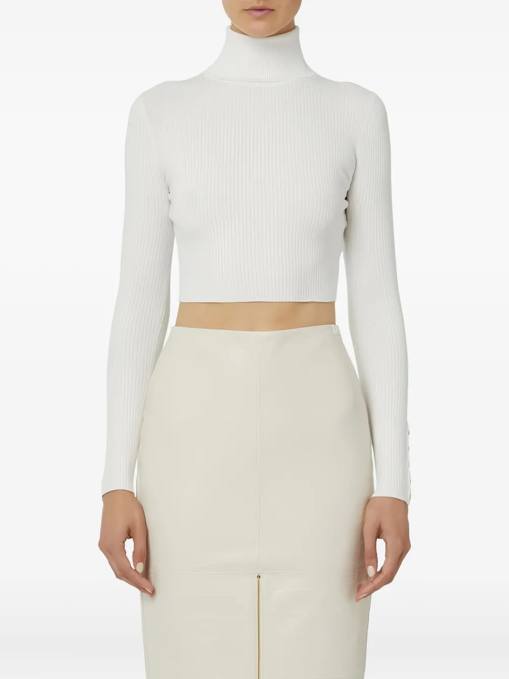 Elisabetta Franchi Ribbed Buttoned Sweater In White