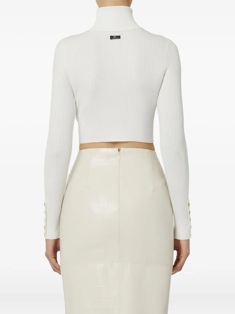 Elisabetta Franchi Ribbed Buttoned Sweater In White