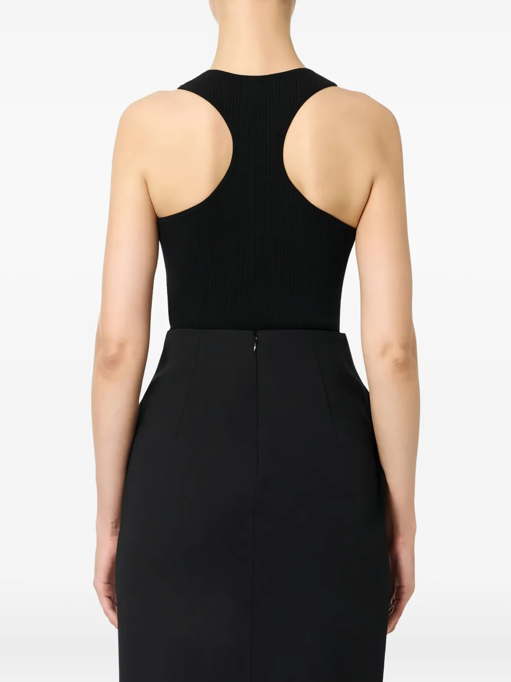 Elisabetta Franchi Geribbelde top met borstzak Zwart