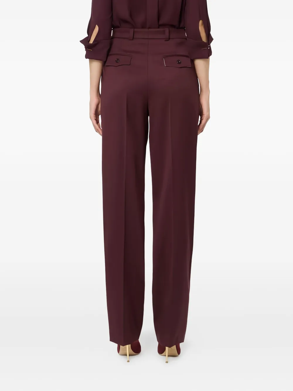 Elisabetta Franchi Double Darts Flap Trousers In Red