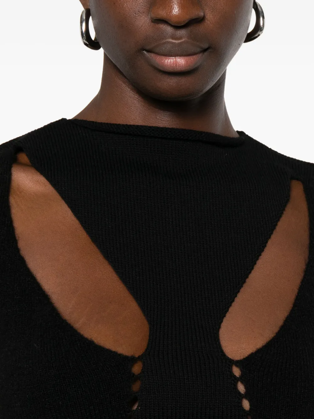 Rick Owens Sleeveless Top Featuring Cut-outs And Ribbed Hem In Black