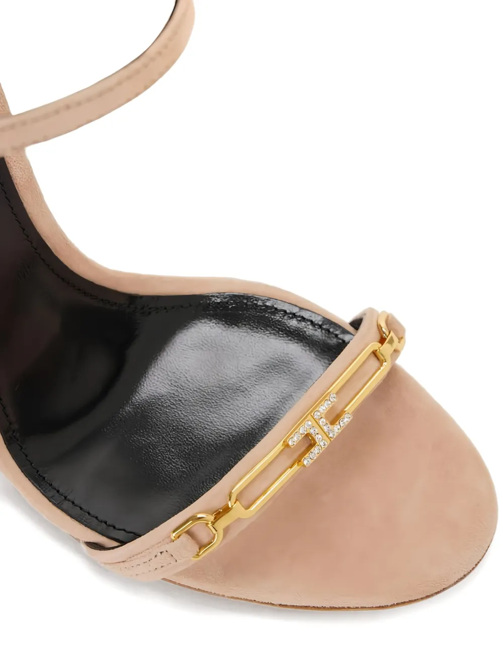 Elisabetta Franchi Sandalen met bewerkte hak Beige