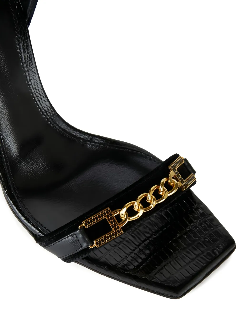 Elisabetta Franchi 100 mm sandalen met kettingstrik en hak Zwart