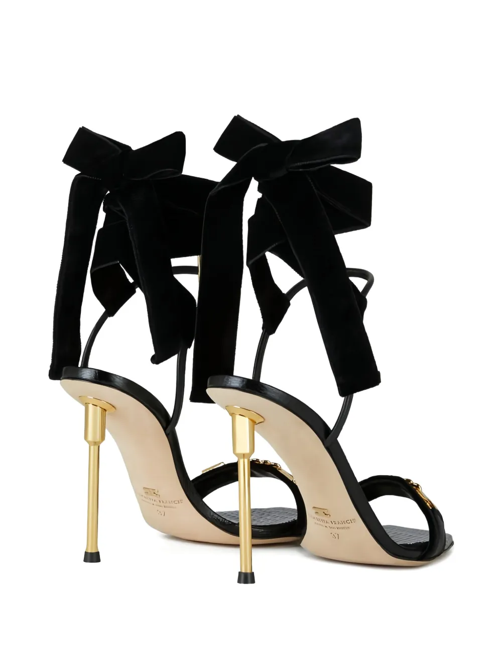 Elisabetta Franchi 100 mm sandalen met kettingstrik en hak Zwart