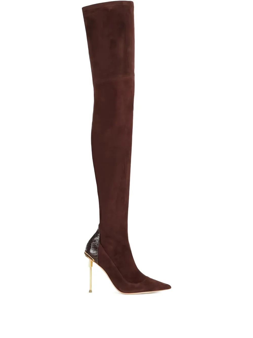 Elisabetta Franchi 100mm python-print leather boots | Brown | Image 1